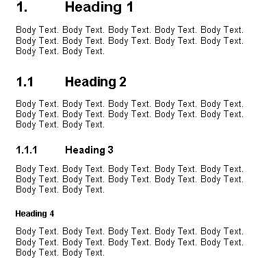 Indented headings