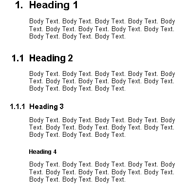 Right-aligned heading numbers